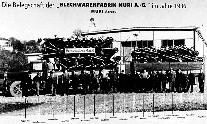 Mitarbeiter der Blechwarenfabrik Muri, Aargau 193636